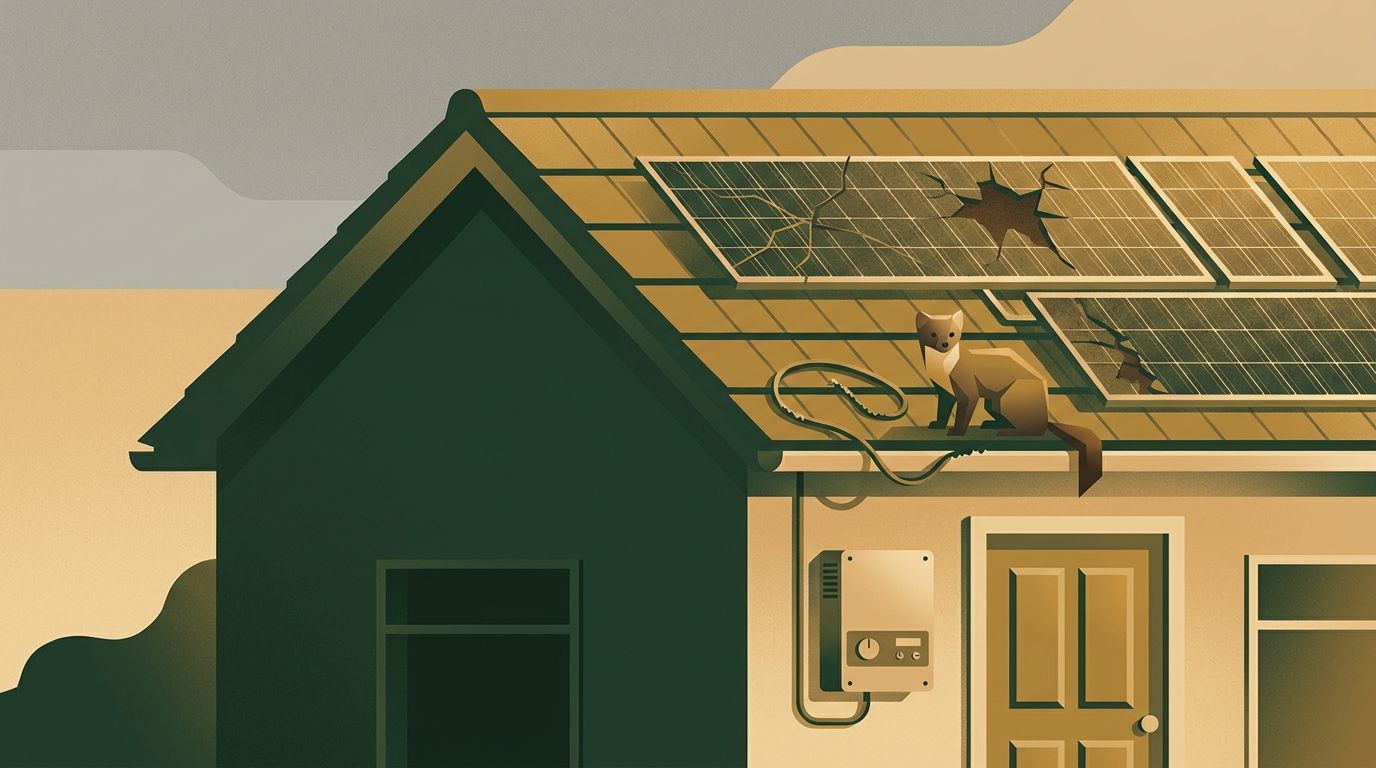 Solaranlage auf einem Einfamilienhaus im Rheinland mit Hagel- und Sturmschäden am Dach