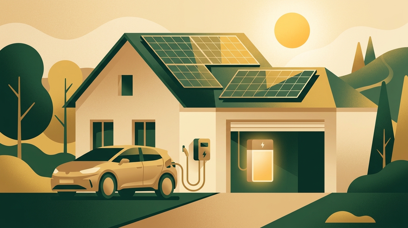 Einfamilienhaus im Rheinland mit Solaranlage, Wallbox am E-Auto und Batteriespeicher zur Nutzung des eigenen Solarstroms