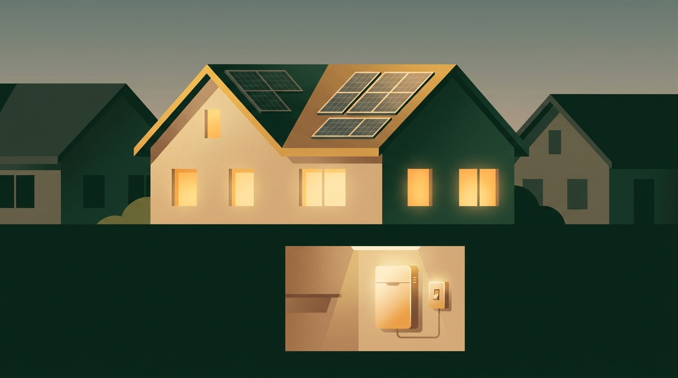 Einfamilienhaus mit Photovoltaik und Batteriespeicher versorgt sich bei Stromausfall selbst mit Ersatzstrom
